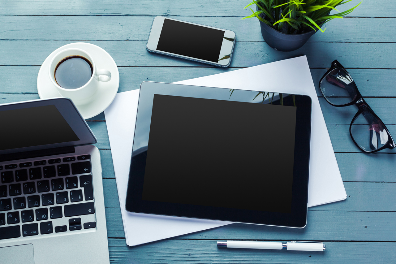 Office table with tablet